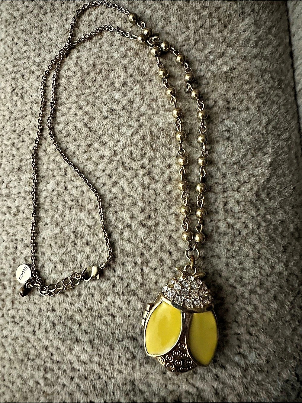 Liz Claiborne Yellow Beetle Pendant Necklace